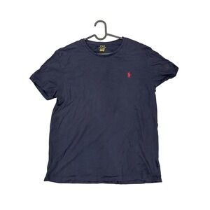 Polo Ralph Lauren Mens Navy Blue Crewneck T-Shirt Red Pony Logo Size Large L